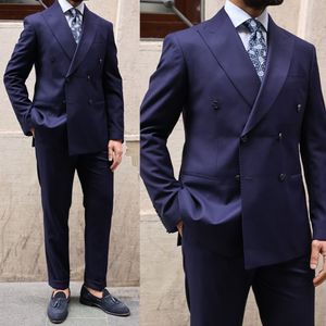 Abiti da uomo Risvolto a lancia Smoking doppiopetto Slim Fit Formale Matrimonio Abiti da sposo Blazer Pantaloni 2 pezzi Terno Masculino