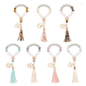 Keychains Silicone Beaded Bracelet Key Chain Rring 2023 Fashion Women's Bangle Keychain Tassel Accessory