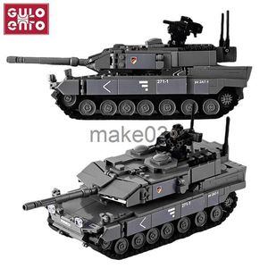 Architektura/DIY House Series wojskowy Main Battle Building Bloks Leclerc Leopard 2A7 Type 10 Challenger 2 Heavy Tank City Army Toys Prezenty J230807