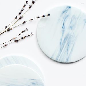 Table Mats 15cm Round Marble Ceramic Plate Mat Insulated Bone China Mug Placemat Water Cup Dessert Cake Tray Decorative