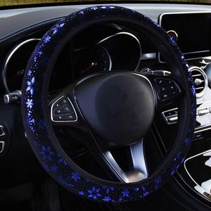 Coberturas de volante universal capa de direção antiderrapante brilhante floco de neve acessórios de decoração de carro adequados para 37-38 cm