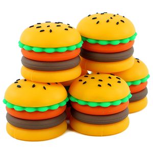 Barattolo di cera siliconica Scatola di immagazzinaggio contenitore in silicone portatile a forma di hamburger da 5 ml
