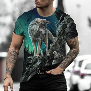 T-shirt da uomo T-shirt lupo T-shirt stampate 3D Estate Corta Abbigliamento largo Moda Harajuku Felpe con motivi animali Casual Ragazzi Sh