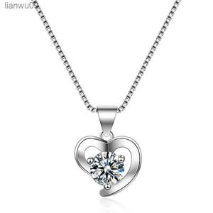 Trendy 925 Sterling Silver Necklace For Women Jewelry Exquisite Crystal Heart Pendant Necklace Women Princess Engagement Bijou L230704