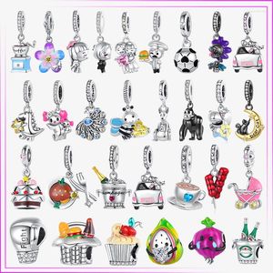 Lösa ädelstenar 925 Silver Devil's Eye Boxing Glove Boy Girl Beer Animal Peacock Charm Plata de Ley Heart Bead Diy för originalarmband