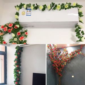 Flores decorativas rosa casamento artificial guirlanda de natal casa decoração do quarto primavera outono jardim arco faça você mesmo planta falsa hera videira