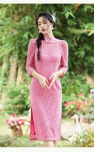 Ethnic Clothing Boutique Chinese Modern Lady Party Dating Dresses Lace Long Qipao