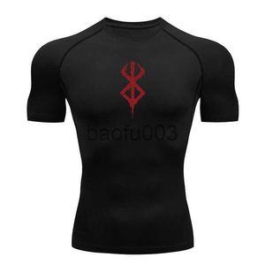 Herr t-shirts anime berserk guts herrar kompression skjorta fitness sport som kör tätt gym tshirts atletiska snabba torra toppar tee sommar j230807