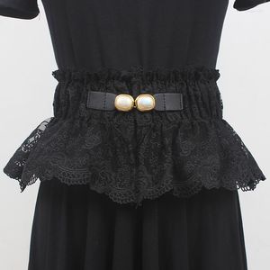 Bälten kvinnors landningsbanan Fashion Elastic Lace Cummerbunds Female Dress Corsets Waistband Decoration Wide Belt R499