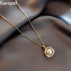 Karopel Design Sense Whirlpool Pearl Bird Nest Collana corta per gioielli donna Party Girl Luxury Clavicle Chain Jewelry Gift L230704