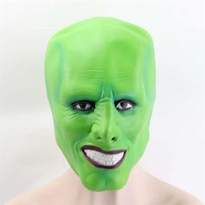 映画The Mask Jim Carrey CosplayアダルトラテックスマスクフルフェイスグリーンメイクハロウィーンパフォーマンスマスカレードパーティーコスチュームProps280A