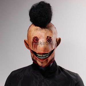 Party Masks Horror Fancy Dress Party Demon Killer Mask Cosplay Bloody Scary Smiley Tricky Latex Helmet Halloween Costume Props J230807