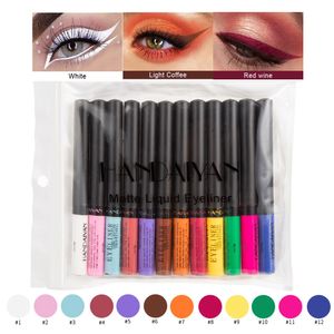 Kombinacja cienia do oczu 12 ColorSkit Ołówek ołówek Wodoodporny płyn do eyelinera Make Up Mat Mat Eye Liner Zielony czerwony niebieski brązowy czarny czarny eyeliner Łatwy w zużyciu 230807