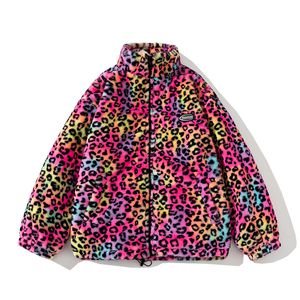 Herrjackor vinter leopard bomullsbyggnad kläder plysch zipper jacka män mode gata varm kappa löst ytterkläder manlig kvinna plus storlek 5xl 230807