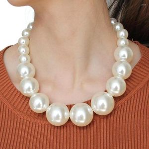 Choker Punk Exaggerated Big Bead Necklace For Women Statement Imitation Pearl Collar Fashion Party Dress Jewelry