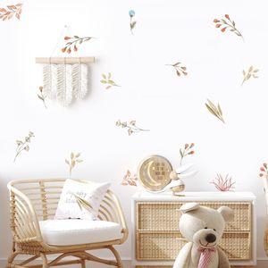 Wall Stickers Boho Leaves Herbs Field Flowers Watercolor Sticker Vinyl Nursery Removable Decals Kids Room Interior Home Decor 230808