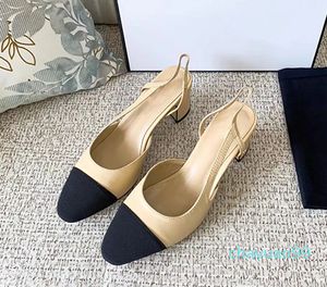 Sapatos femininos sandálias salto alto de couro primavera e outono bico fino altura 6,5 cm