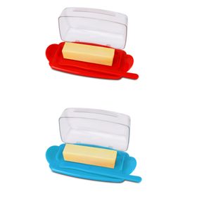 Butter Dish with Countertop Lid, Durable Plastic Butter Container with Spreader Knife, Cute Handle and Flip Lid Design for Easy Access, Non-Slip Two Pcs-7