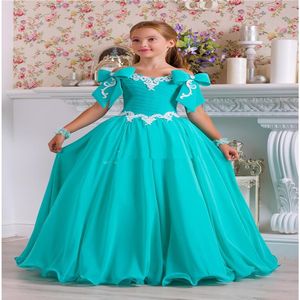 Hunter Chiffon Beaded Flower Gilr Dresses Bows Lace Vintage Little Girl Wedding Dresses Beautiful Child Pageant Dresses Gowns FL012811