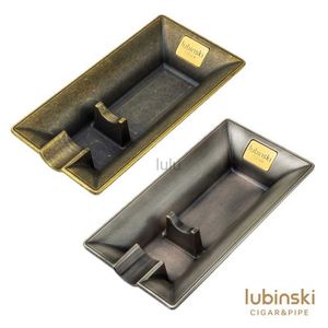 Lubinski Metal Vintage Design Long Single Slot Cigar Zinc Alloy Electroplating Copper Ashtray HKD230808