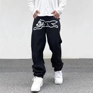 Men's Jeans Ropa Dog Print Streetwear Men Hip Hop Baggy Pants Y2K Clothes Straight Loose Goth Denim Trousers Pantalones Vaqueros