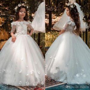 Lindos vestidos para floristas transparentes com decote joia mangas compridas rendas com faixa nas costas roupa formal para festa vestido de comunhão de aniversário293x