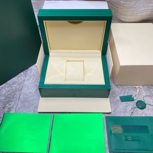 Caixas de relógio Caixas de qualidade Top Rlx Green com caixa de relógios de madeira original Marca de luxo com artigos CARTO PODE AS AAA AAA Caixa de armazenamento 230807
