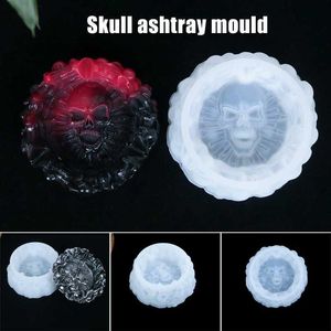 Hot Sale Skull Silicone Ashfray Mold Harts Making Candle Holder Mold Casting Epoxy Craft Ashfrays Rökning Tillbehör Garden HKD230808