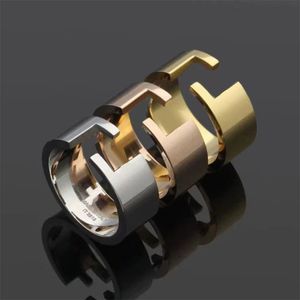 New Fashion Designer Ring for Women Couple Brand F Opening 18k Gold Engagement Ring Gift High Quality 316L Titanium Steel Ring Jewelry