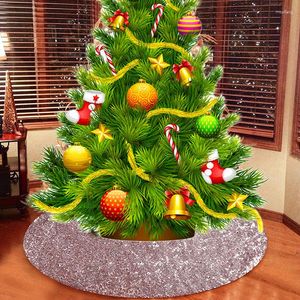 Christmas Decorations Beautiful Pography Tree Skirt Round Carpet Shiny Fabric Golden Glitter Mat