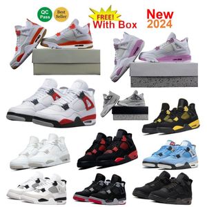 4S Metallic Gold Military Blue Vivid Sulphur 4 Basketball Shoes Hyper Violet Red Cement 2024 Ny med Box Wholesale Bred Midnight Navy Men Women Big Size Oil Green