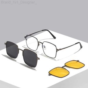Classic Polarized Sunglasses Men Women Magnetic Clip On Sun Glasses Metal Optical Prescription Eyeglass Frame Anti Blue Light L230808