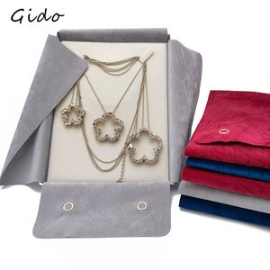 Jewelry Boxes Recommends Doublesided Polished Soft Fabric Pearl Necklace Bag Packaging Holder Pendant Display 230808