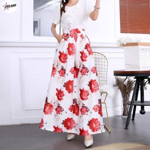 Skirts Floral Print Skirt Empire Y2k BOHO Ladies Tulle Womens Jersey Gypsy Maxi Full Long Spring Autumn 3XL