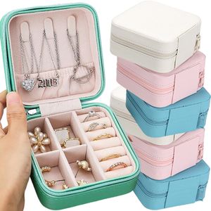 Jewelry Boxes Portable Box Organizer Display Travel Case Holder Leather Storage Zipper Jewelers Joyero Packaging 230808