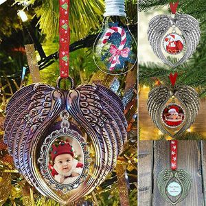 5st/set Angel Wing Shaped Pendents Christmas Tree Ornaments Heart Shape DIY Pendant L230620