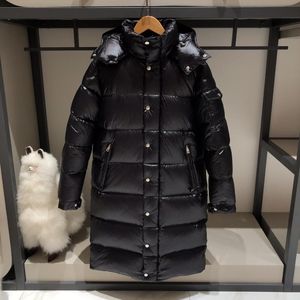 France Mon Mens Designer Kurtka zima ciepły wiatr w dół błyszczący materiał matowy azjatycki rozmiar para modele damski odzież Kapelusz jest zdejmowany długi płaszcz
