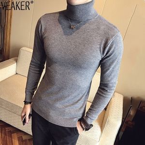 Herrtröjor Autumn Men's Turtleneck Sweaters Man Black Grey Sexig Slim Fit Stickovers Polid Color Casual Sweaters Knitwear 230807