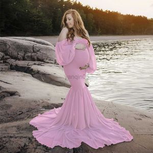 Maternity Dresses 2020 Sexy Shoulderless Maternity Dresses For Photo Shoot Ruffles Pregnancy Maxi Gown Long Pregnant Women Dress Photography Props HKD230808