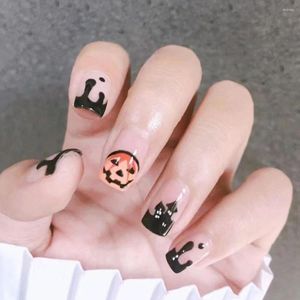 False Nails 24st Full Cover Halloween Fake Kort längd Pumpkin Ballet Artifical Nail For Women Girl Carnival