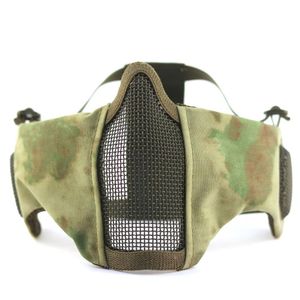 New Arrival Half Lower Face Metal Steel Ear protection Net Mesh Hunting Tactical Protective Airsoft Mask Cs Halloween Party2716