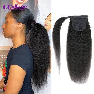 Lace tail Human Hair Wrap Around Straight Curly Water Wave Kinky 30 Inch Long Natural Color 230807