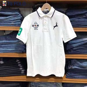 Nuova polo manica corta da uomo in puro cotone ricamo stile semplice tinta unita blu navy bianco verde casual sportivo