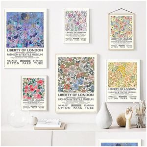 Dipinti Liberty Of London Fiori colorati Foglie Wall Art Canvas Painting Nordic Poster e stampe Immagini per Living Room Decor Dhre5