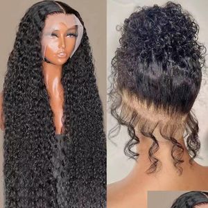 Кружевные парики 40 -дюймовые вьющиеся 13х4 передний парик для волос с человеческими волосами бразильский для женщин Deep Wave 13x6 HD Фронтальная предварительная доставка продуктов доставки DHFDV