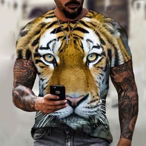 T-shirt da uomo T-shirt vintage grafica con stampa tigre T-shirt estiva traspirante ad asciugatura rapida a maniche corte per abbigliamento uomo casual oversize maschile