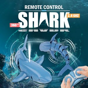 Electric/RC Animals RC Shark Toy Simulation Submarine Toy Whales Remote Control Animals Waterproof Bathtub Pool Electrics For Kids Boys Gift 230808