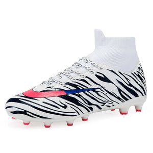 Neue Stil Damen Herren High Top Fußballschuhe Jugend TF AG Fußballschuhe Mode Turnschuhe Kinder Trainingsschuhe Zebra Design