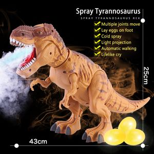 電気/RC動物大きな電気恐竜のおもちゃ歩行ジェット恐竜の世界を機械的な声Tyrannosaurus Rex luminous Egg Children baby Gifts 230808