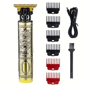 T-type 0 Blade Carving Hair Clipper With Dedicated Lettering, Electric Hair Trimmer, Dragon And Phoenix Carving Metal Body Hair Clipper Hair Cutting Machine